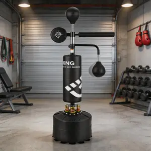 GARVEE 5 in 1 Punching Bag with Stand for Adult, Heavy Boxing Bag Freestanding with Relax Bar, Speed Bag and Hitting Target, Kickboxing Bag Adjustable Height