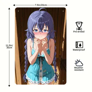 Roxy Migurdia Anime Poster - Blue-Haired Anime Girl in Swimwear, Durable Metal Wall Decor for Home, Office, Anime Fan Gifts - 8x12 Inches, Office Artwork, Playful Design, Vibrant Print Quality, Home Decoration, Highquality Artwork, Collectors Item