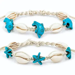 Cowrie Shell Bracelet Adjustable Beach Bracelet Dolphin Starfish Bracelet Hawaiian Boho Jewelry Unisex