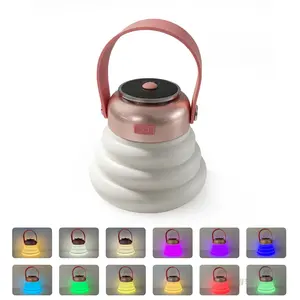 Rechargeable Multicolor Silicone Night Light with Soft Lampshade and Portable Hanging Handle for Baby Feeding, Bedtime Soothing and Kids Room Bedside Lighting