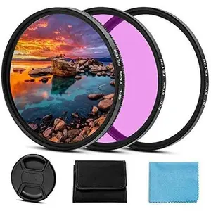 58mm Filter Kit Universal UV CPL FLD Filter Set UV Protection Filter Circular Polarizing Filter Fluorescent Filter with Lens Cap Replacement for Canon Nikon Sony Pentax Olympus Fuji Camera