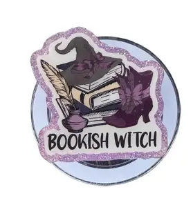 Bookish Witch Phone Grip, Whimsigothic Griptok, Witchy Reader Gift for Book Lovers, Bibliophile Magic Accessory, BookTok Merch, Glitter Witchy Phone Stand