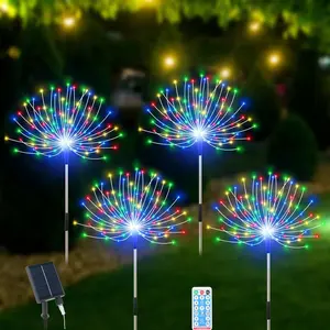 Solar Garden Lights 4 Pack 480 LED Multicolor Starburst Sparkler Lights for Flowerbed Pathway Decorations