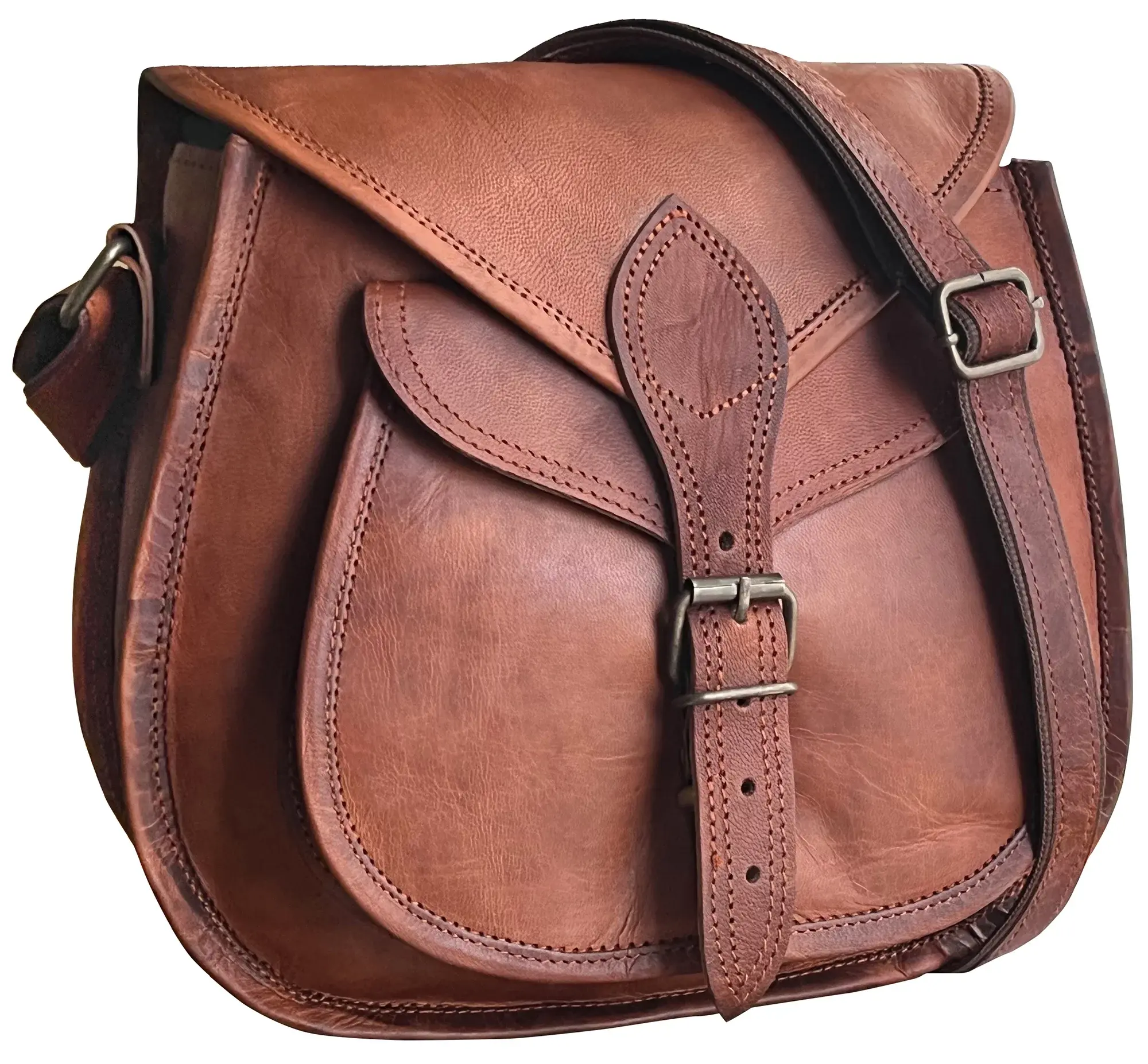 Rustic Town, Vintage Leather Crossbody Sling Bag for Women, Handmade Messenger Purse Satchel, Travel Tote Shoulder, iPad Bag Gifts for Her Female, Adult Full-Grain Goat Leather Adjustable Strap