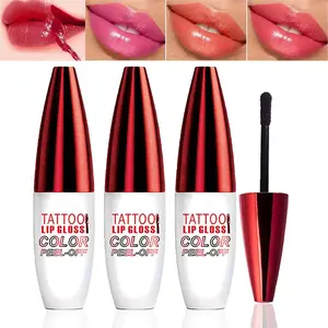 4-Color Tattoo Lip Gloss Color Peel-Off,Long-lasting Moisturizing Hydrating Lipstick for Normal Skin Radiant Finish 50g Super Glossy Makeup Gift