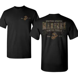 US Marines Shirt, Vintage Military Graphic Tee, Semper Fidelis 1775 Camo Print T Shirt, Eagle Globe Anchor Marine Corps Shirt, Soft Cotton Blend T Shirt, Patriotic Apparel for Men Women, Gift for Veterans Marines Supporters