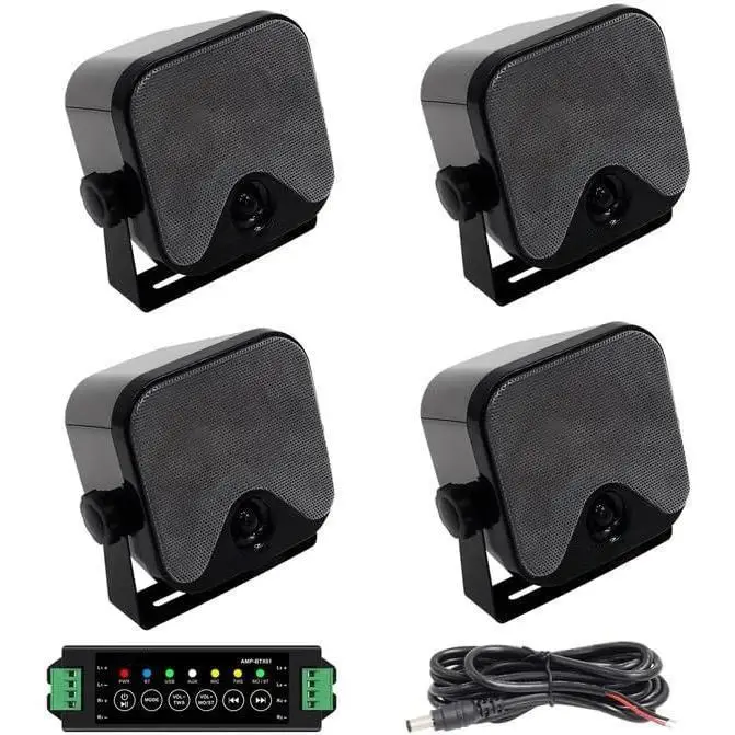 Herdio Wireless Bluetooth Connectivity 4-Inch Outdoor Waterproof Speakers for Golf Carts, ATVs, UTVs, Boats and Trucks (2 Pair/1 Pair, Black/White), s