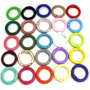 10PCS 25mm 33 mm Metal Spring Clasp Keyring Openable Round Carabiner Keychain Clips Hook Dog Chain DIY Jewelry Buckle Connector