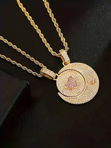2 Piece Heart Pendant Set, Couple Jewelry, Sun Moon Design, Casual Style, Unisex Accessory, Perfect Gift for Valentine's Day, Love Heart Necklace, Exquisite Jewelry Gift, Couples Necklace