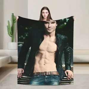 The Vampire Diaries Damon salvatore Blanket Quality Warm Soft  Bedding Throws Autumn Airplane Travel Living Room Funny Suitable for beds and sofas can also be given as a gift