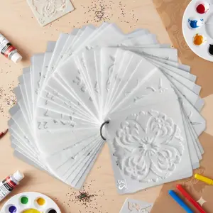 Reusable DIY Mandala Stencil Kit, Laser-Cut High Precision Painting Templates for Wall Wood Tile Fabric Transfer, Multi-Scene Art Journal Decor, Stress Relief Handmade Craft Tools, Waterproof Rustproof Design Repeating Use.