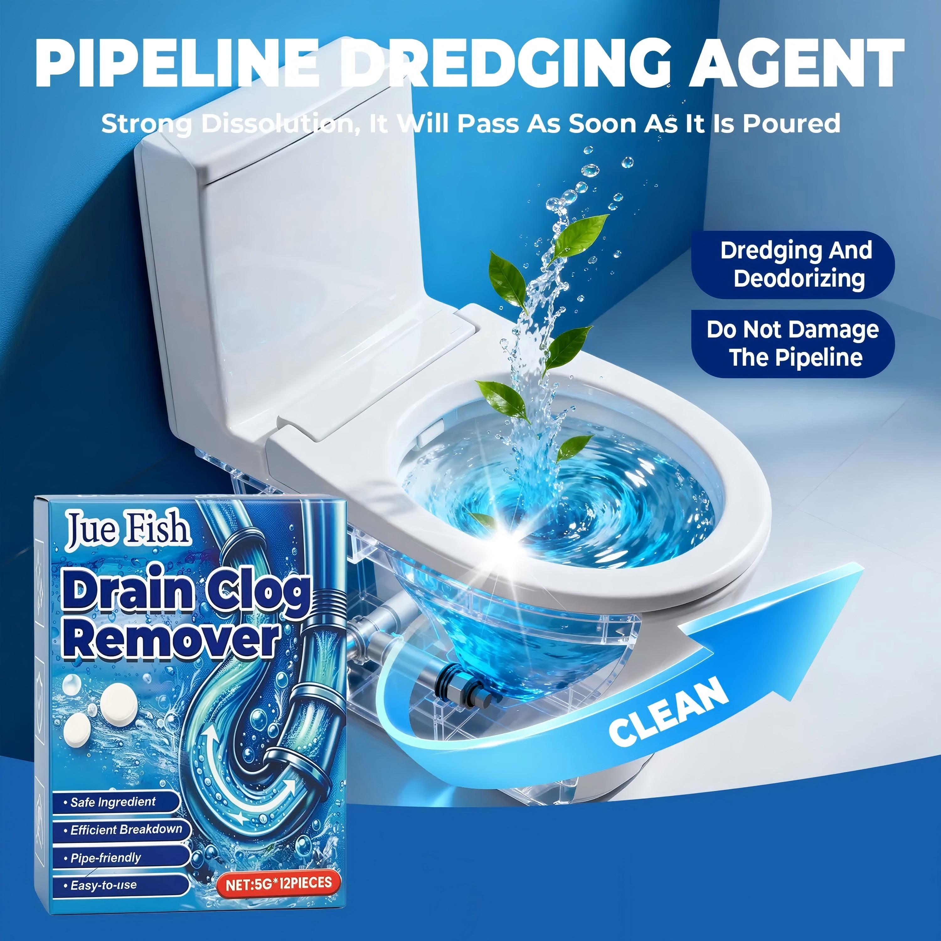 Strong Drain Effervescent Tablet for Kitchen & Bathroom Pipes, Dissolves 200 Clogs, Kills 99% Bacteria, Removes Odors, Unscented, 1 Box