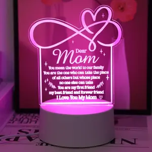 Mother Carved Night Light, Perfect Gift for Mother's Day Christmas Thanksgiving Valentine's Birthday, USB Powered LED Lamp with Warm Text & Beautiful Pattern, Led Home Decor