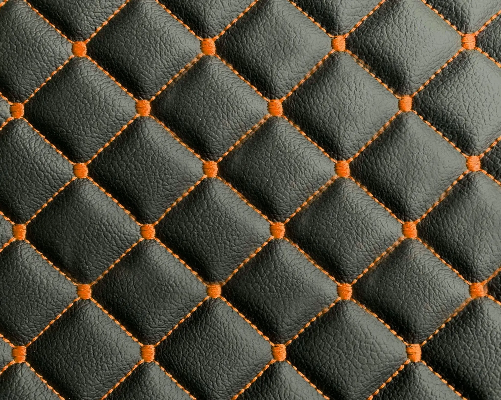 Black With Orange Diamond Stitch Material