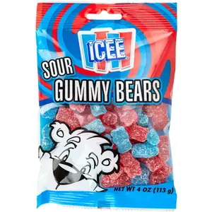 ICEE Sour Gummy Bears - 4 oz Bag of Chewy Sour Gummy Candy in Blue Raspberry & Cherry Flavors
