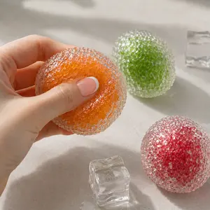 Crunchy ASMR Stress Ball, Satisfying Sandy Sound Glitter Squishy, Clear Sensory Fidget Toy for Anxiety Relief