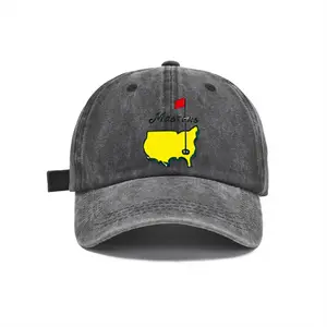 Vintage Washed Masters Golf Baseball Cap - Retro American Map Golf Flag Print, Adjustable Dad Hat for Golf Course, Casual Streetwear & Sports |   Multiple Colors Available (Pink/Black/Grey/Red/Blue/Purple/Khaki) |   Classic Preppy Style for Men & Women, P