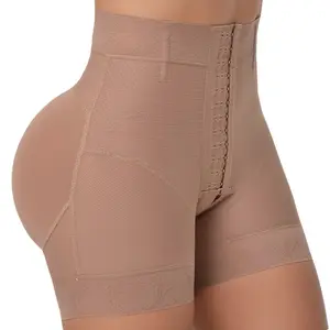 Melibelt Colombian Shapewear Shorts | High Waist Butt Lifter Faja, 3-Level Hooks, Firm Compression Powernet 5035 Pants Lace Flat Smooth