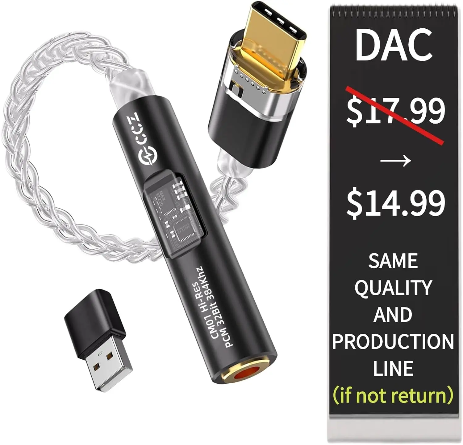 2026 Latest USB C DAC Audio Adapter with Headphone Amplifier, USB C to 3.5mm Audio Adapter for Wired Headphones, Hi-Res Type C DAC Compatible with iPhone 15, Android, Laptop & Tablet