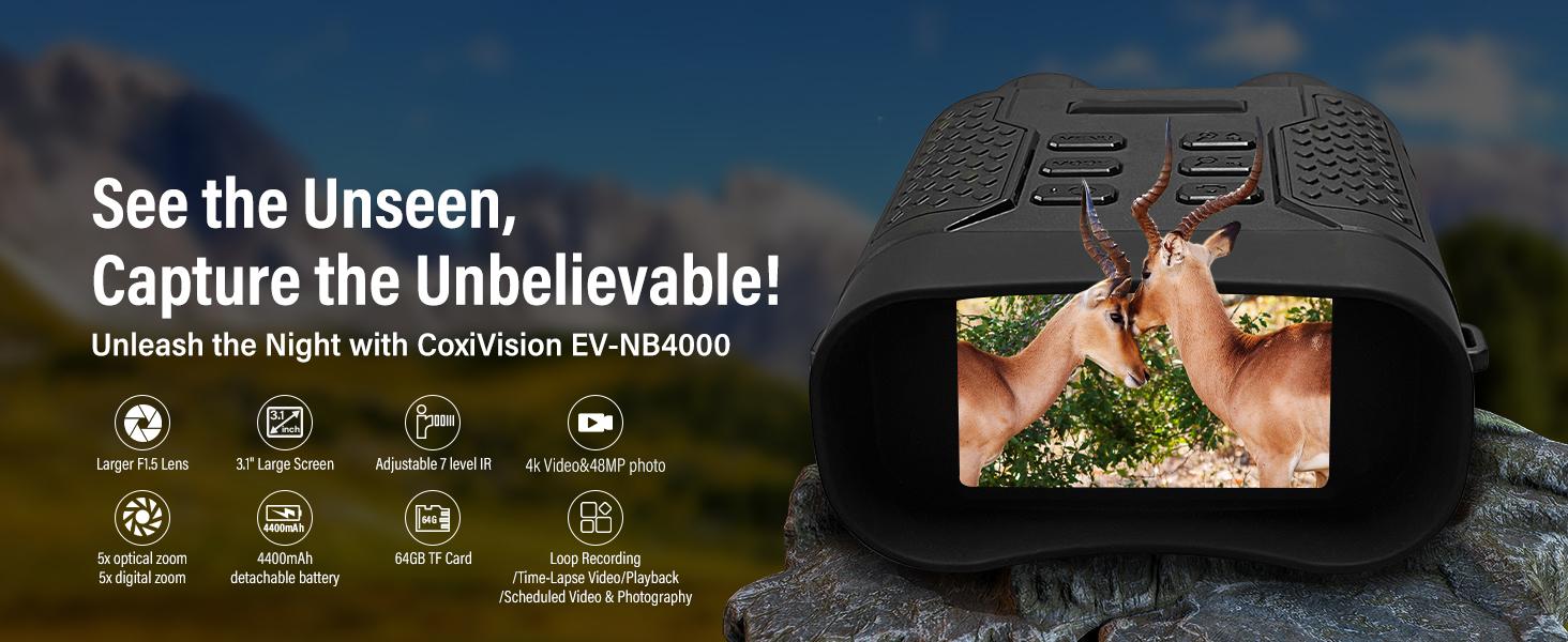 4K Night Vision Goggles, Night Vision Binoculars With 64GB Card,Upgraded 3.1" Large Screen & 4400mAh Rechargeable Battery, View in 100% Darkness with 7-Level Adjustment, For Hunting,Observation,Camping 4K Night Vision Goggles, Night Vision Binoculars With 64GB Card,Upgraded 3.1" Large Screen & 4400mAh Rechargeable Battery, View in 100% Darkness with 7-Level Adjustment, For Hunting,Observation,Camping