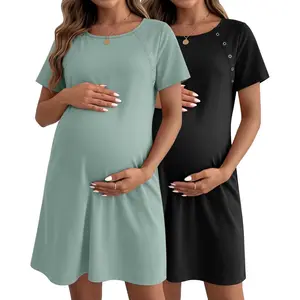 2 Pack Labor and Delivery Hospital Gown for Women 3 In1 Nursing Birthing Maternity Dress with Breastfeeding Buttons Pjs Robe