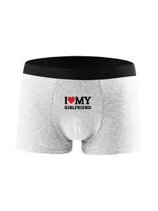 Comfortable Daily Boxer Briefs Fitted, Simple Skin-Friendly Soft Elastic Fabric, Fun Print 'i Love My Girlfriend', Casual Underwear