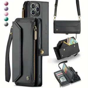IPhone 17 Pro Max 17 Air 16/11/12/13/14/15 Pro Max/15 Plus wireless charging, with shielded card holder, flip style Folio Book artificial leather protection, fashionable women's versatile phone case, crossbody multifunctional coin purse
