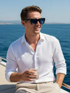 CATERSIDE Vintage Rectangular Thick Frame Sunglasses, Elegant PC+cp Material, Unisex Travel Beach Driving Photography Props Gift