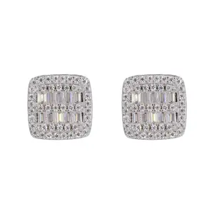 Square Baguette Infill VVS Moissanite Daimond Earrings