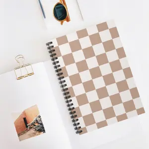 The Cozy Brown & White Checkered Aesthetic Lined Notebook for Everyday Notes & Journaling