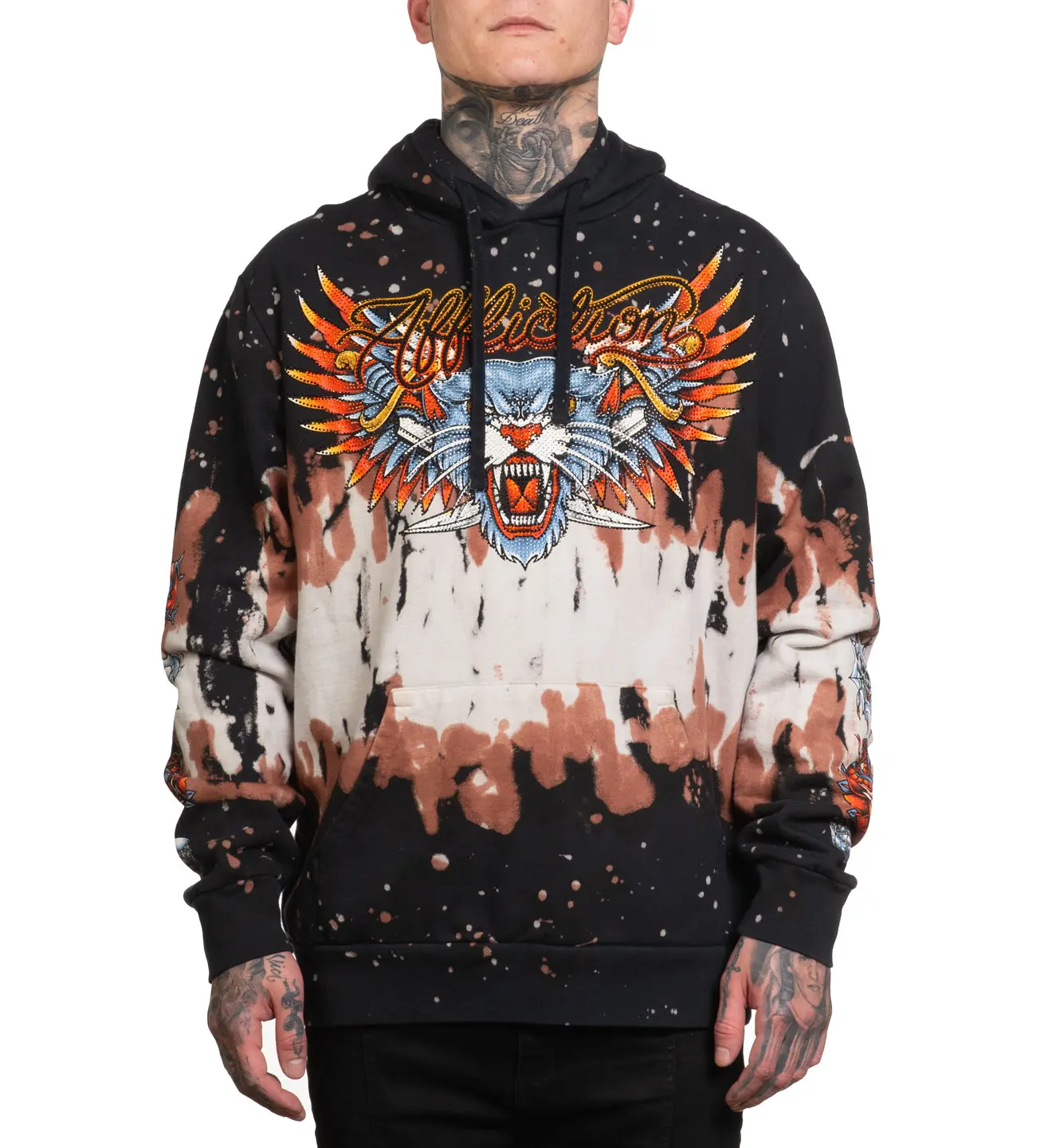Affliction Shadow Shifter Men's Graphic Hoodie - 100% Cotton All Seasons Pullover Sweatshirt in Twinkle Wash, Sweatshirts, Casual, Long Sleeve, Cold Wash, Pull On, Tops