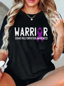 100% Cotton Warrior Chiari Malformation Awareness Purple Ribbon Fighter T-Shirt