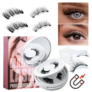 2 pairs of magnetic false eyelashes set. Easy to apply without glue. Length ranges from 8 to 13 mm. Naturally enlarges eyes. Comes with a magnetic eyelash curler for portability. Beginner-friendly. Eyelash Extensions