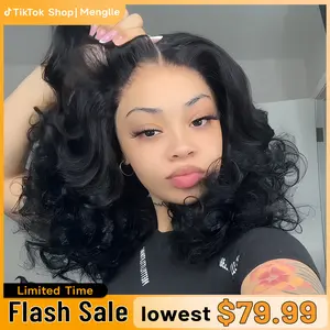 NEW Menglle Hair 250% Density Blow Out Bouncy Wave 7x6 Pre Cut Lace Front Wig Spiral Curl Gluess Human Hair Wigs With Middle Part 90s Style#greenish#TikTokShopSpringGlowUp