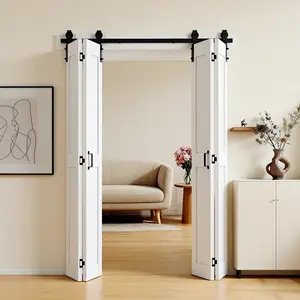 VEVOR Bifold Barn Door, 48" x 84", MDF Bi-Fold Sliding Closet Doors, Hardware Kit Included, H-Frame Space-Saving Design, Pre-Assembled Panels for Bedroom, Living Room, Wardrobe and Room Divider, Whit