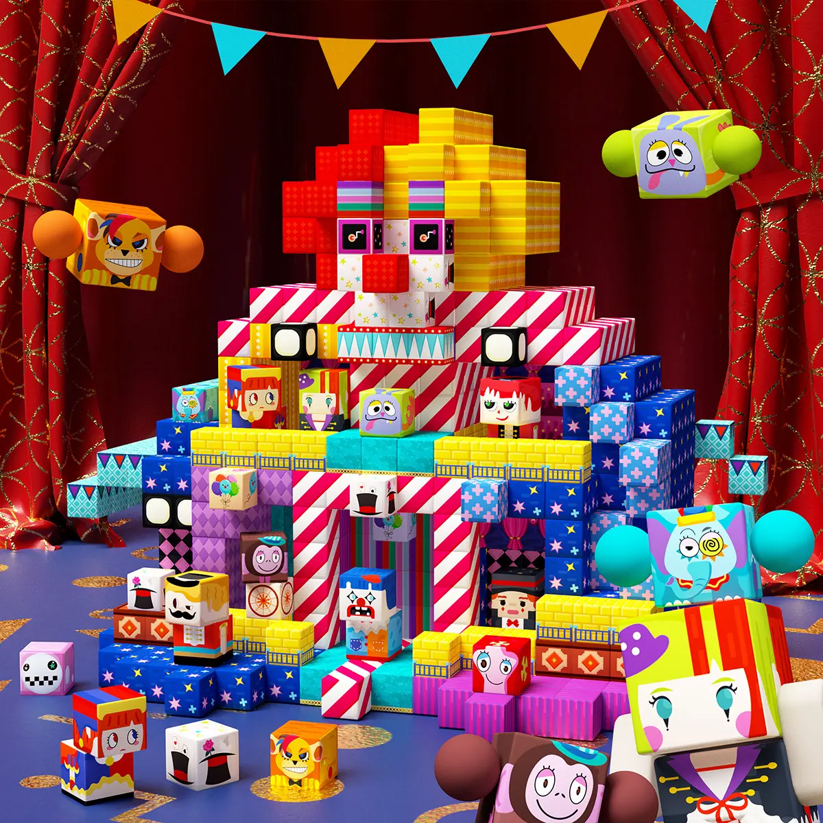 GobiDex Circus Carnival Theme 200PCS Magnetic Building Blocks, Game-Based STEM Creative Toys, Upgrated 0.8 Inch Portable Travel-Friendly Toys for Kids Ages 3-12