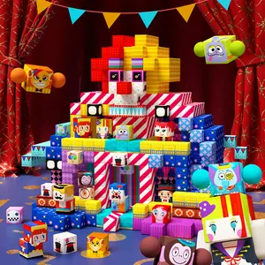 GobiDex Circus Carnival Theme 200PCS Magnetic Building Blocks, Game-Based STEM Creative Toys, Upgrated 0.8 Inch Portable Travel-Friendly Toys for Kids Ages 3-12