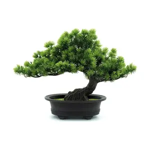 Welcome Pine Artificial Bonsai Tree 24cm Desktop Decoration Ornaments, Home Office Bathroom Bookshelf Versatile Decor, No Power Needed Zen Space