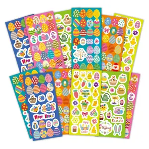 Colorful Egg Stickers Set, Cute Cartoon Rabbit DIY Party Decorations, Easter Themed Handmade Craft Supplies, Perfect for Kids' Crafts & Gifts, Funny Stickers