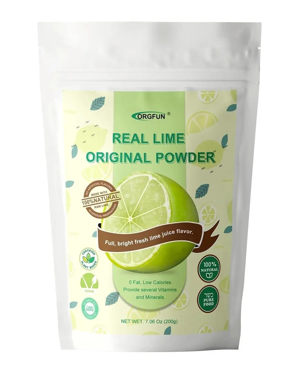 ORGFUN Original Lime Powder, Whole Lime Juice Freeze Dried Powder, Great for Cocktails, Drinks, Smoothies, and Cooking 7.06 Oz