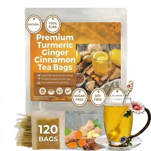 240/60/20Pcs Tea Bags, Ginger Tea, Turmeric Ginger Cinnamon Tea, Cinnamon Tea, Ginger Turmeric Tea, Tea Bag, Turmeric Ginger Cinnamon Tea Bags, No Sugar, NoCaffeine, No Gluten