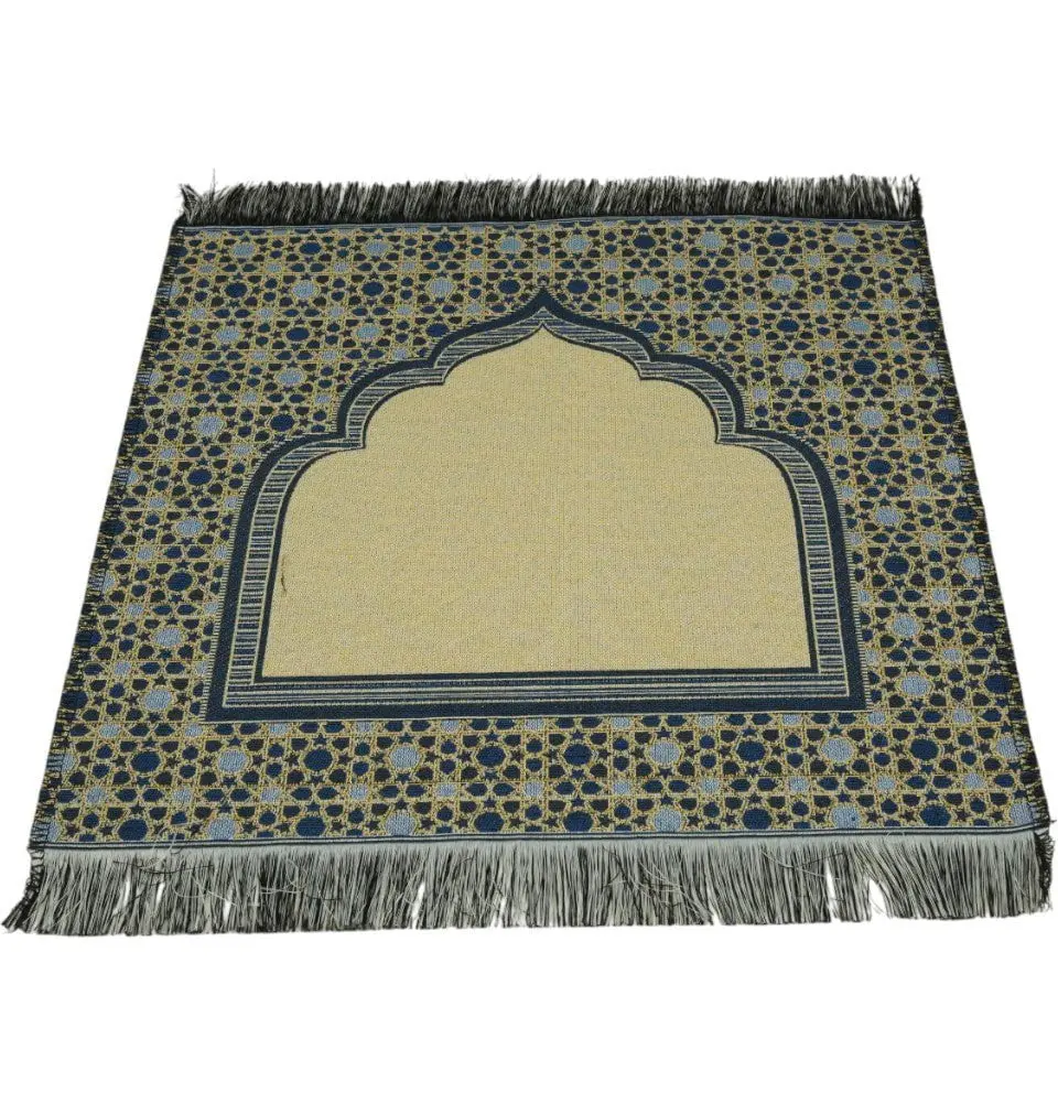 Mini Cotton Woven Travel Prayer Mat - Mihrab Blue