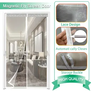 Mesh Magnetic Screen Door, Automatic Closure, Strong Magnet Blocks Mosquitoes, Lace Edge Design, Pet Friendly, Fits Various Doors