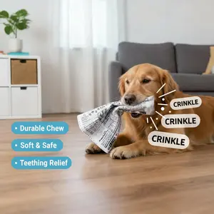 Dog Newspaper Crinkle Chew Toy for Dogs – Squeaky Rustling Sound, Interactive Durable Plush Dog Toy for Small Medium Dogs, Safe Puppy Teething & Stress Relief Play