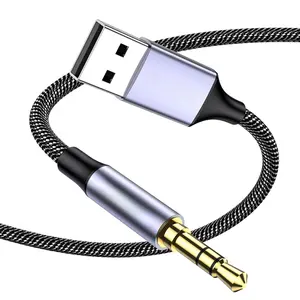 USB to 3.5mm TRS Audio Jack Adapter, USB Male to 3.5mm AUX Stereo Audio , Nylon Braided AUX Converter for PC, Laptop, Windows,  OSX, Headphones(Does not Support , Mic and )