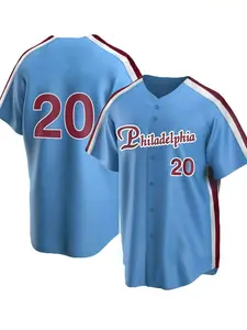 Men's #20 Baseball Jerseys, Active Breathable V Neck Short Sleeve Sports Shirt For Training, Men's #20 Philadelphia Baseball Jerseys Classic Style V Neck Short Sleeve Button Down Sports Shirt For Training & Casual Wear