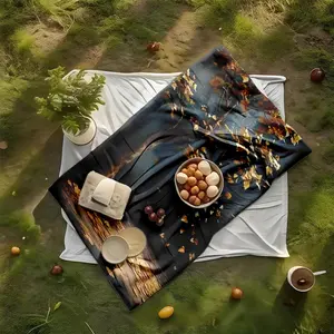 1 piece Autumn leaves cover the ground. themed flannel blanket - Modern design flannel blanket, suitable for sofas and beds, all-season use, super soft and comfortable, digital printing, 100% polyester material, machine washable, suitable for