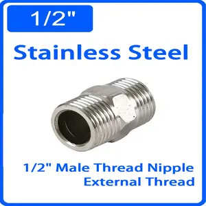 G1/2" Male Thread Stainless Steel Barrel Nipple, Reducing Nipple Drainage Fitting, 1/2/4pcs, Durable and Corrosion Resistant