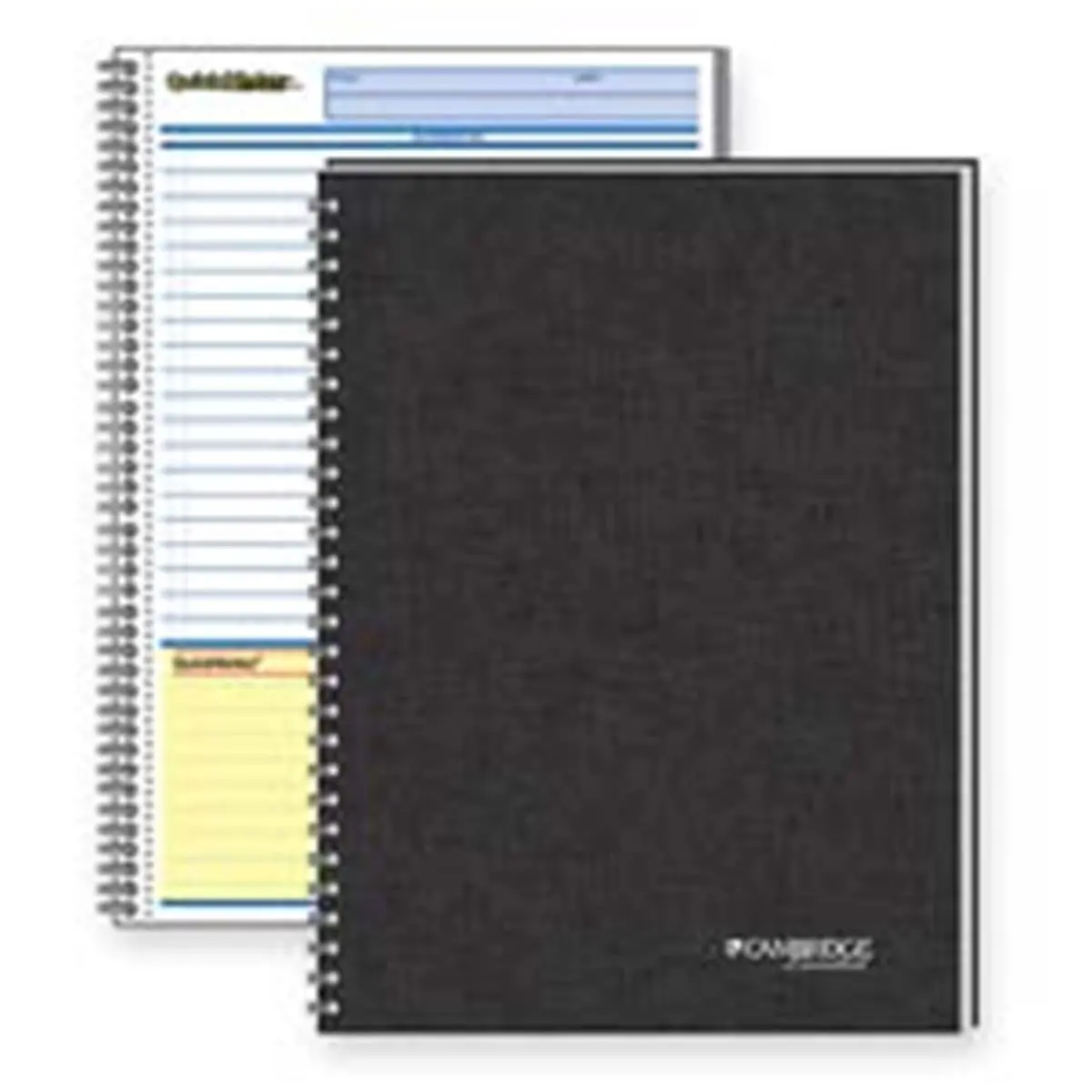 Mead QuickNotes Business Notebook - 1-Subject Format, 80 Sheets, 20 lb. White Bond Paper, 8in.x5in., Black Linen Cover, Perforated Pages (Perforated for Clean Removal), Side Bound, Silver Foil-Stamped Logo, Task Tracking, Highlight Important To-Dos