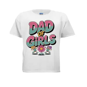Women's Cotton Short-Sleeve Round Neck Casual Fit Dad of Girls Father's Day T-Shirt